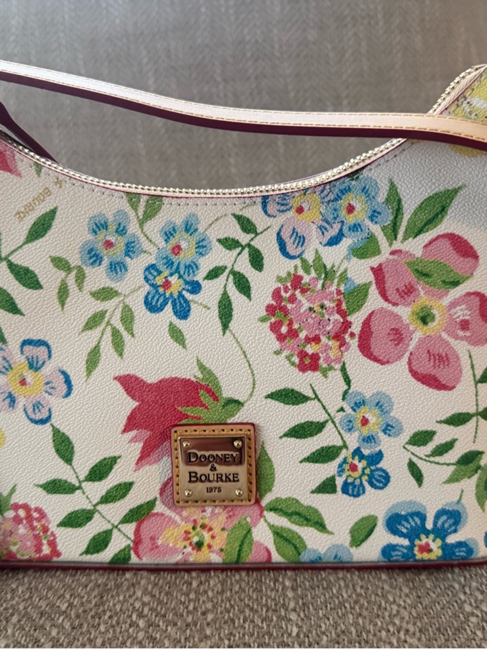 Dooney & Bourke White Floral Coated Canvas Shoulder Bag